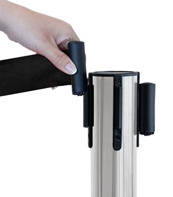 poteau de guidage chromé sangle noir lot de 2