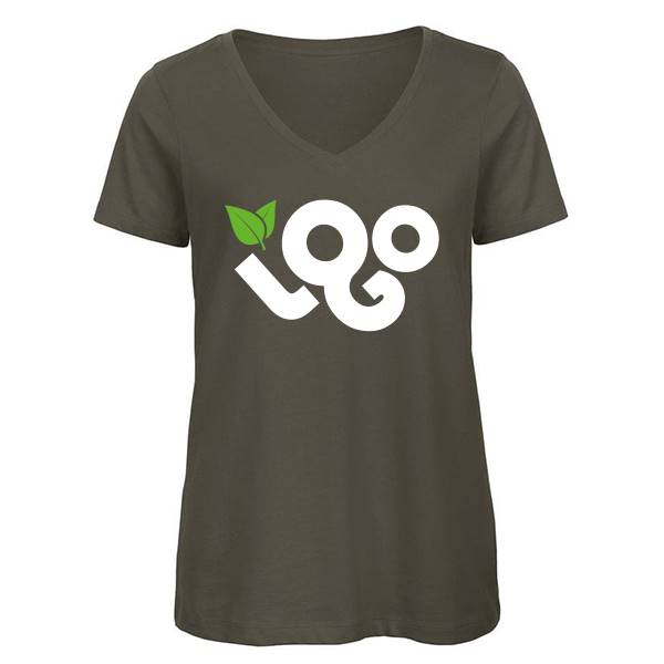 T-shirt personnalisé femme 100% coton BIO 140g, manches courtes , col V, impression quadri