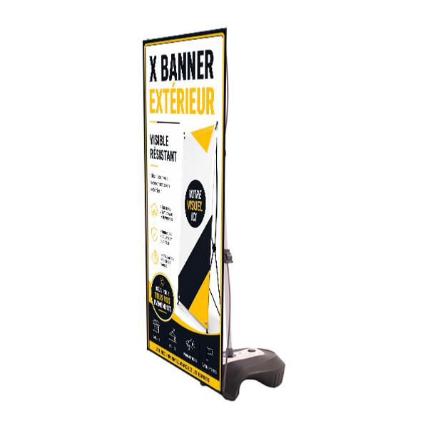 X-banner exterieur personnalisé , format 80 x 180 cm , embase PVC 18 litres