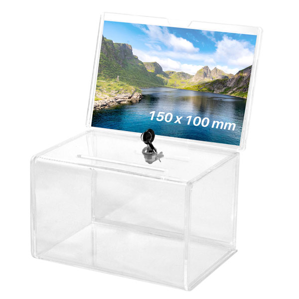 Urne plexi avec fermeture sécurisée 15x11 cm, lot de 2  unités 