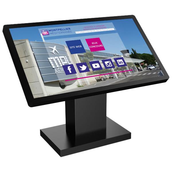 Borne video tactile ecran 65 pouces pivotant  , version borne et table tactile 