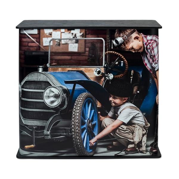 Comptoir accueil personnalisé carré , largeur 100 cm , hauteur 94 cm , tablette bois noir  