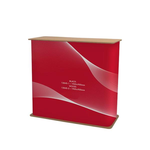 Structure comptoir accueil publicitaire rectangulaire , Hauteur 930 mm , largeur 1000 mm, tablette bois clair