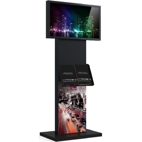 Totem video tactile ecran 32 pouces, hauteur 1700 mm , porte documents