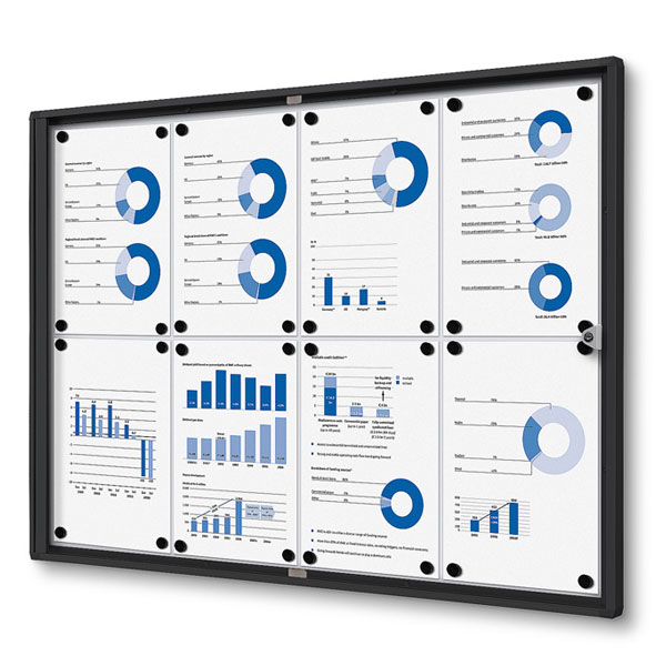 Vitrine intérieure noire avec ouverture latérale fond blanc magnetique