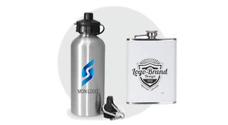 Gourde isotherme aluminium et flasque personnalise