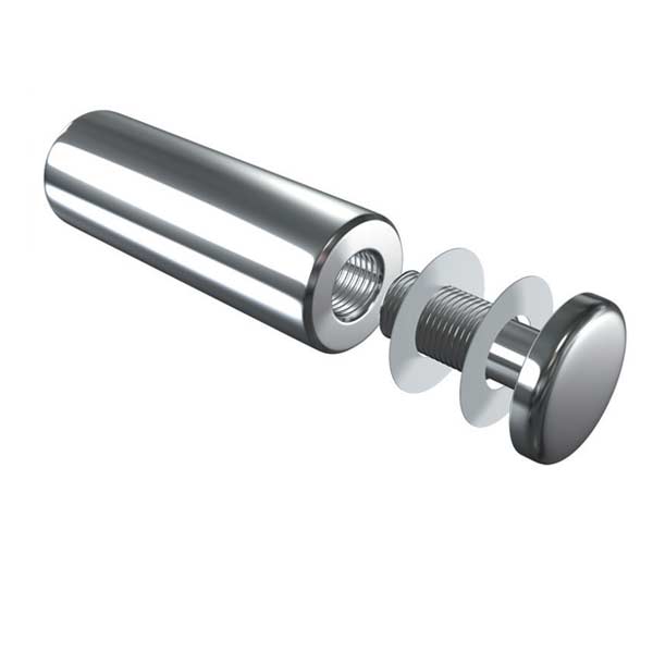 Fixation murale vissée Ø 24mm, projection 70mm, pour panneau nde 6 à 20 mm