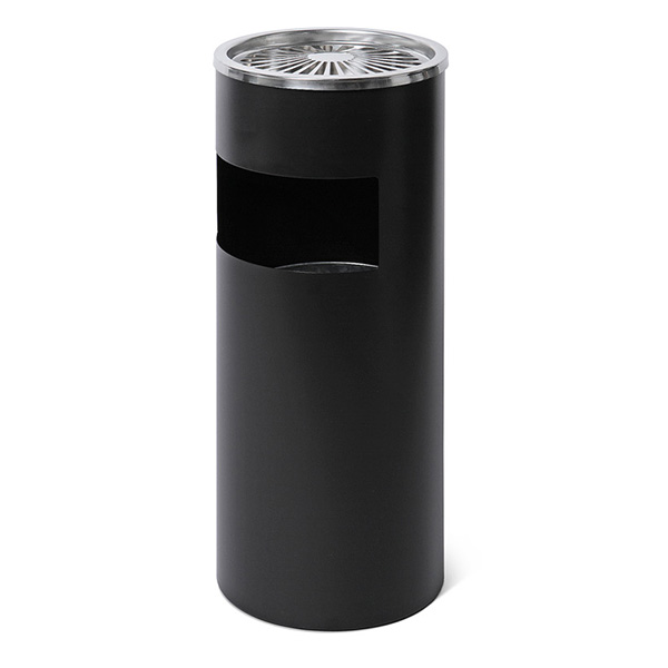 Poubelle acier avec cendrier en partie supérieure