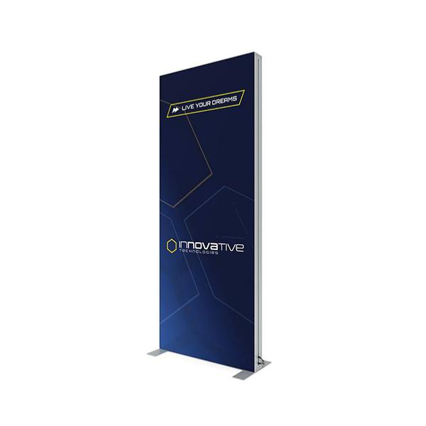 Cadre lumineux autoportant format 100 x 250 cm , impression quadri sur toile tendue textile  recto ou recto verso 
