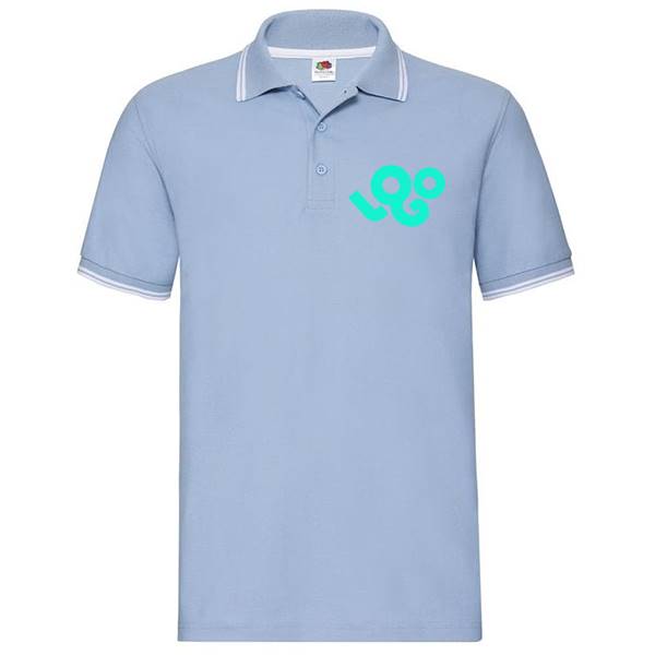 Polo personnalisé homme , 100% coton 180g , manches courtes, liseré à deux bandes de couleur, impression quadri