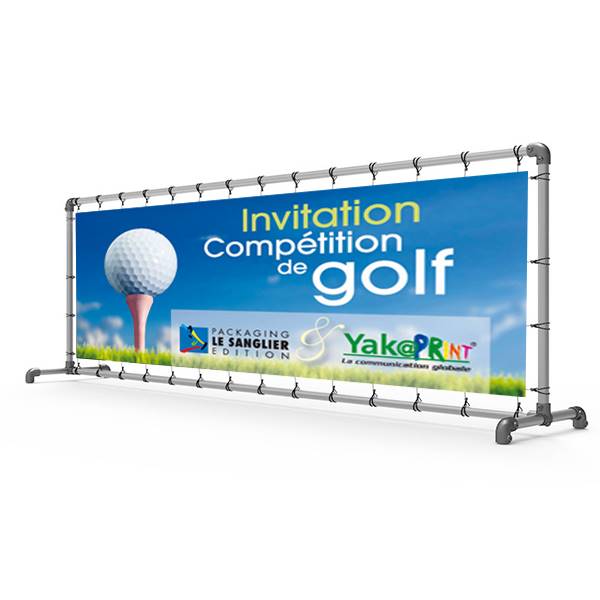 Structure tubulaire baniere bache tendue mobile , format 300 x150 cm