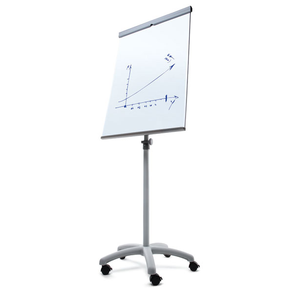 Tableau blanc magnétique effaçable sur roulettes, hauteur max 2.2 m