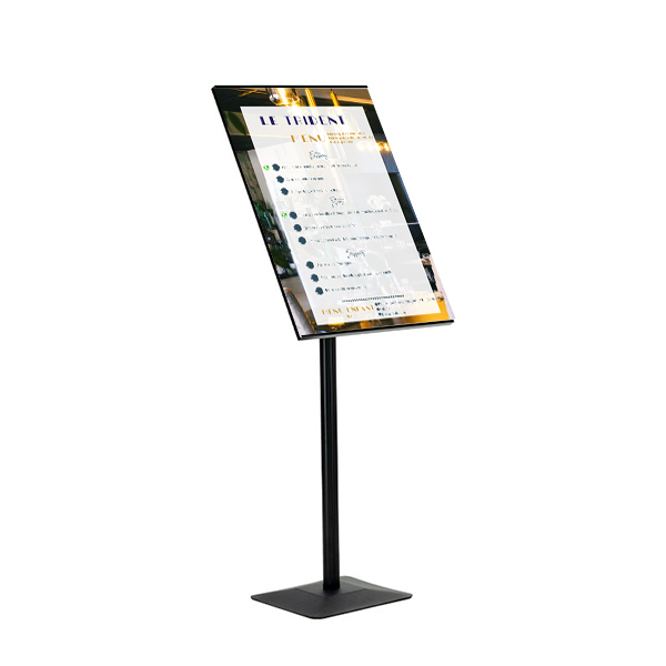 Porte menu restaurant inclinable sur pied noir format 50 x 70 cm