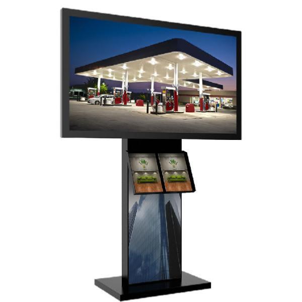 Totem video tactile ecran 43 pouces, hauteur 1730 mm , porte documents