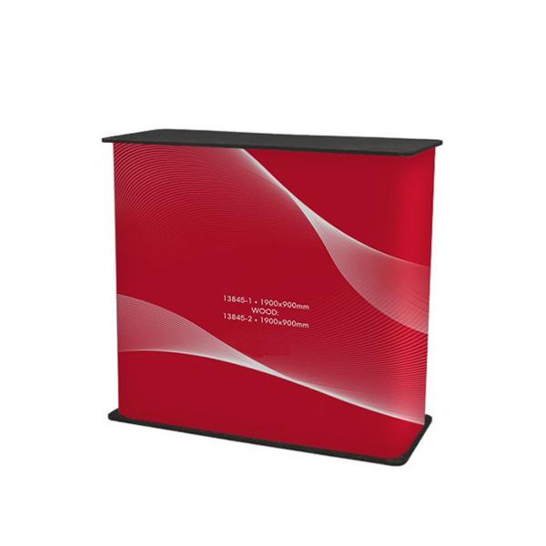 Structure comptoir accueil publicitaire rectangulaire , Hauteur 930 mm , largeur 1000 mm, tablette bois noire 