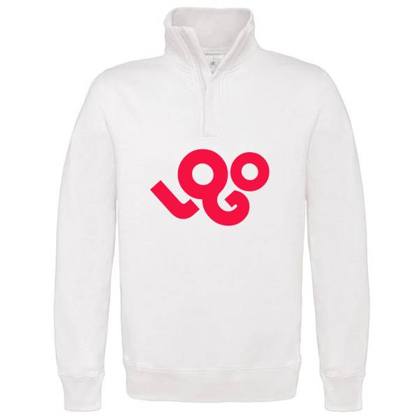 Sweat personnalisé homme ,sans capuche , 80% coton 280 g , col zip, impression quadri