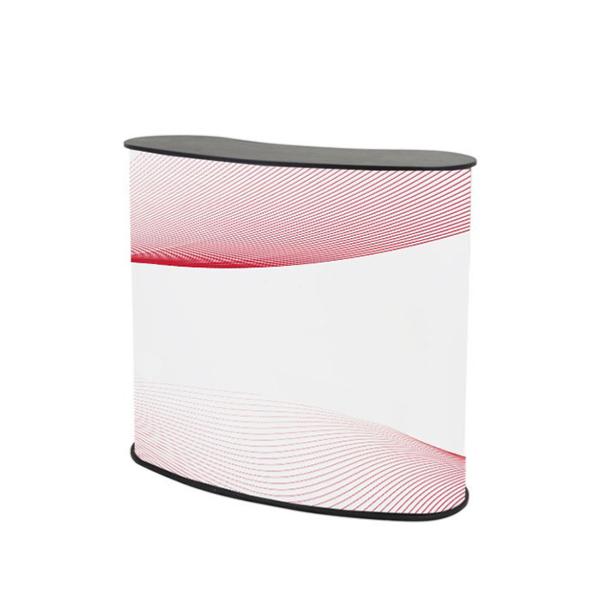 Comptoir accueil pour stand publicitaire , largeur 910 mm, hauteur 930 mm, tablette bois noir 