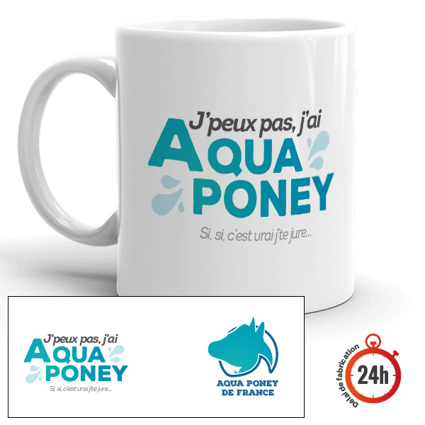 Mug personnalisé drôle "J'peux pas, j'ai aqua poney"