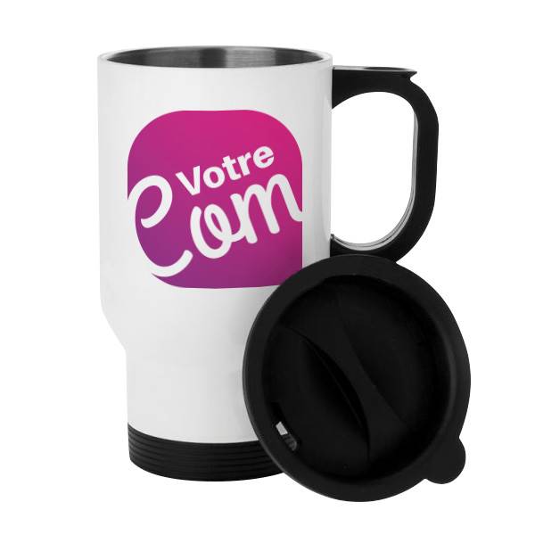 Mug isotherme personnalisé 400 ml avec anse , impression quadri  photo ou texte 