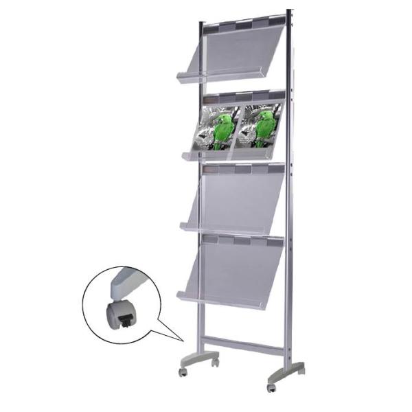 Porte brochure métal sur roulettes simple  face