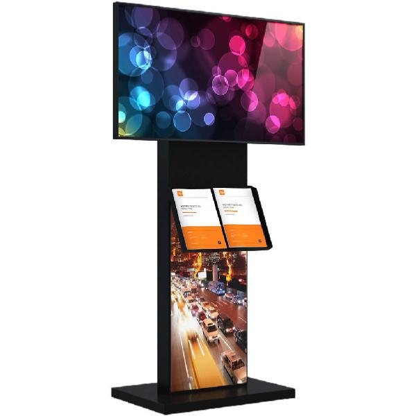 Totem video avec ecran 43 pouces Full HD , hauteur 1550 mm , avec porte documents