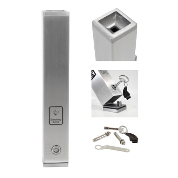 Cendrier professionnel mural en aluminium, hauteur 480 mm