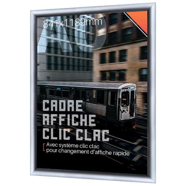 Cadre affiche clic clac A0 en aluminium, profilés 25 mm, differents coloris