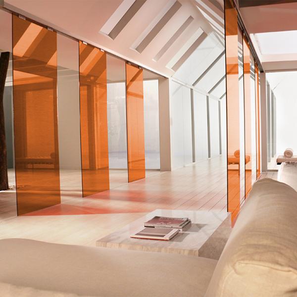 Film adhésif orange transparent, largeur 152 cm , longueur à partir de 2 m