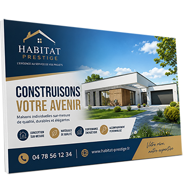 Panneau publicitaire pvc expansé 3 mm , impression quadri recto , format 80x120 cm