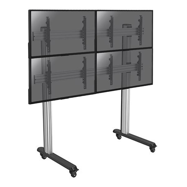Support sur pied mobile pour 4 ecrans TV de 45 à 55 pouces , hauteur 175 cm