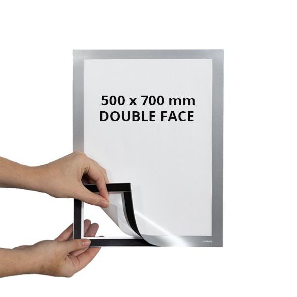 cadre affiche mural magnetique double face , fixation adhesive , format 500x700 mm  lot de 5