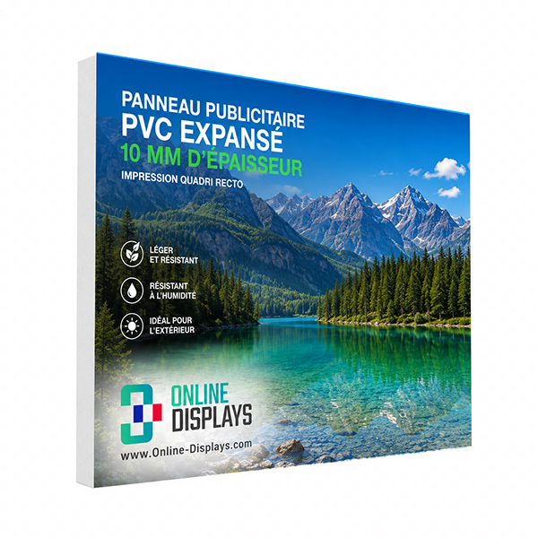 Panneau publicitaire pvc expansé 10 mm, impression quadri recto, format 100x100 cm 