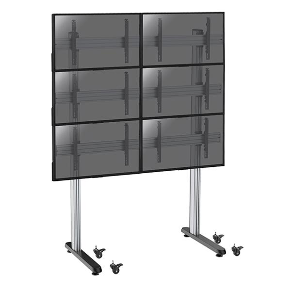 Support sur pied mobile pour 6 ecrans TV de 45 à 55 pouces , hauteur 240 cm