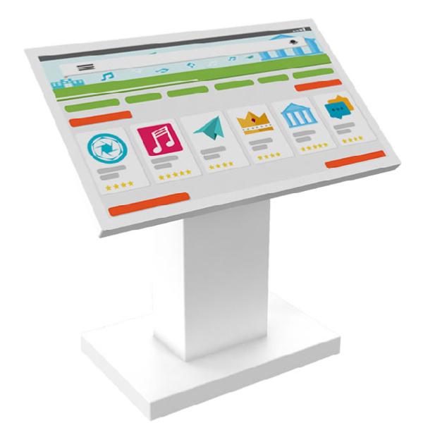 Borne video tactile ecran 55 pouces pivotant  , version borne et table tactile blanche
