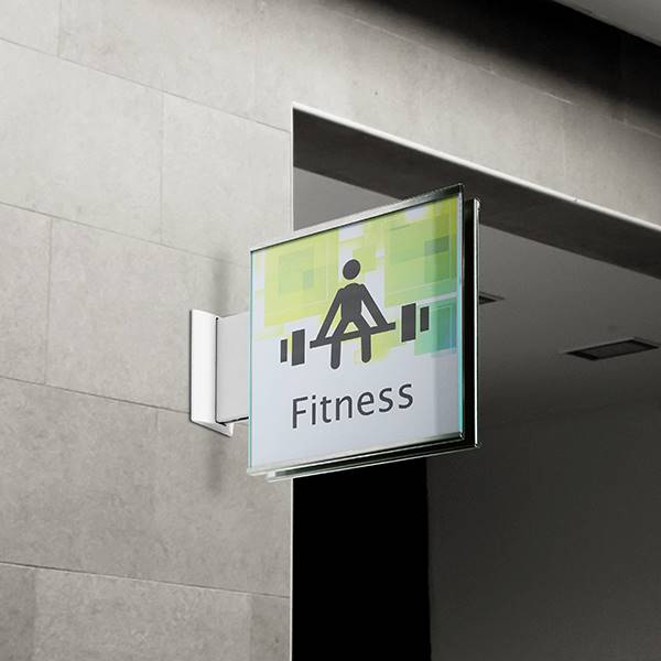 Drapeau double face interieur structure inox, faces pmma 