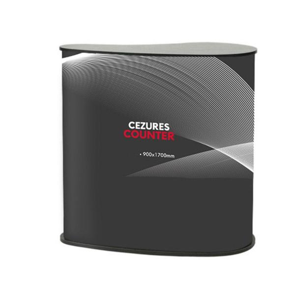 Comptoir accueil publicitaire , largeur 930 mm, tablette noire 