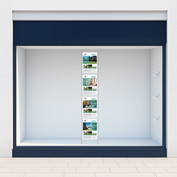 Colonne affichage vitrine 4xA4 pour agence immobiliere