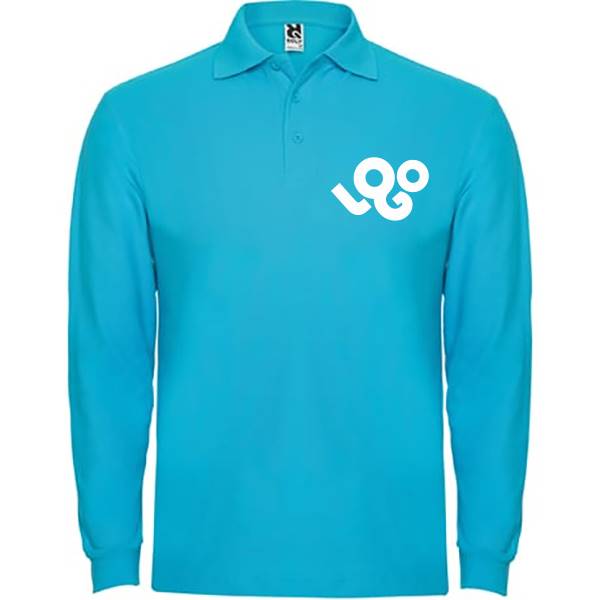 Polo personnalisé homme , 100% coton 220g , manches longues ,poignees elesthanne , 3 boutons , impression quadri
