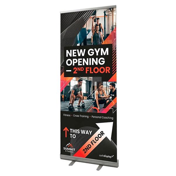 Roll up personnalisé , structure aluminium , impression sur toile pvc eco , format 85 x 206 cm