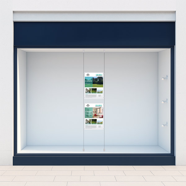 Colonne affichage vitrine 2xA4 pour agence immobiliere
