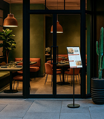 porte menu sur pied noir