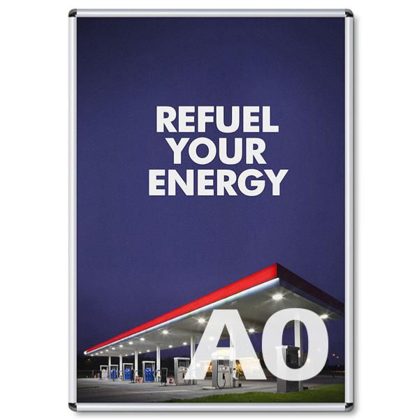 Cadre affiche clic clac A0 en aluminium coins arrondis, profilés 25 mm