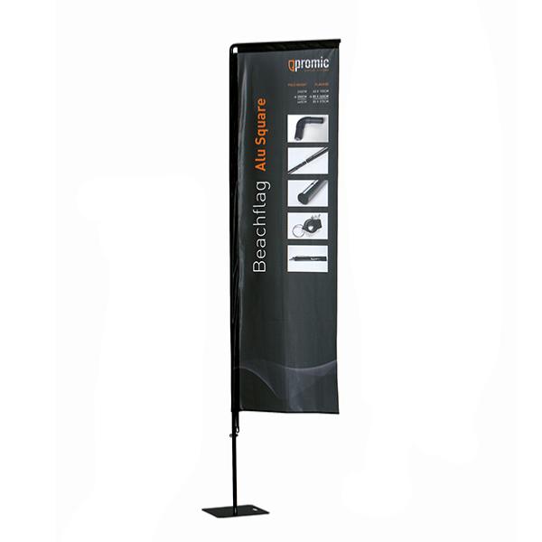 Drapeau publicitaire personnalisé rectangle ,  hauteur totale 350 cm , impression recto ou recto/verso