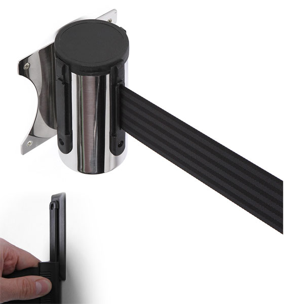 Support mural pour sangle chromé rétractable 3m murale file d'attente, 1 émetteur, 1 récepteur