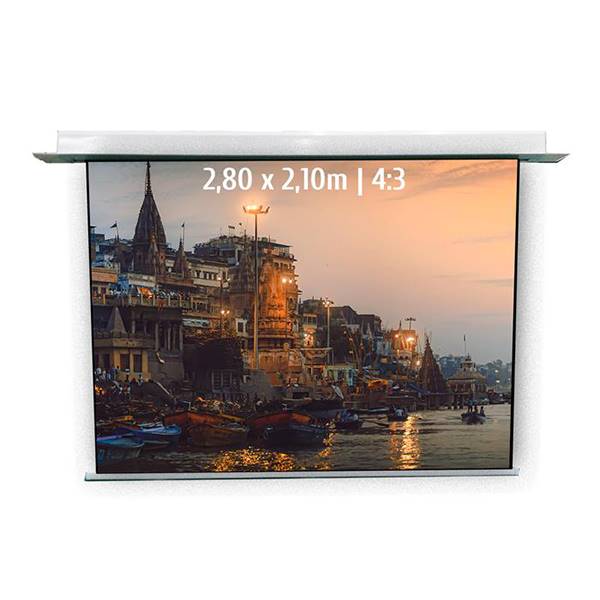 Ecran de projection motorisé encastrable , format 2.8 x 2.1 m , ecran 4/3 et WIFI