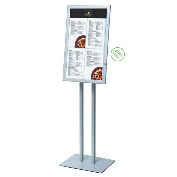 Porte menu extérieur sur pied sécurisé 4 x A4, éclairage en option