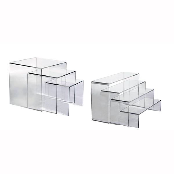 Presentoir plexi escalier en U avec éléments séparés , format 250x150x75 mm