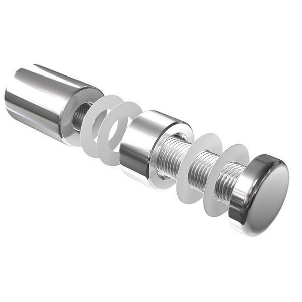 Fixation murale double diam 18 mm , largeur 25 et 10 mm pour panneau de 2 à 12 mm