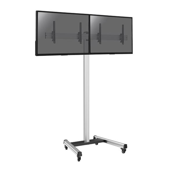 Support sur pied mobile pour 2 ecrans TV de 50 à 55 pouces , hauteur 240 cm, inclinable 