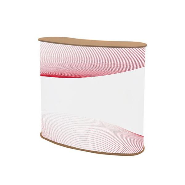 Comptoir accueil pour stand publicitaire , largeur 910 mm, hauteur 930 mm, tablette bois marron